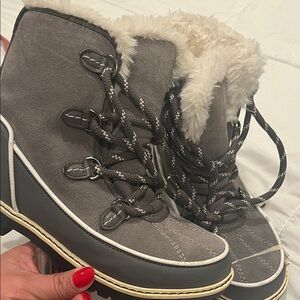 Aldo Gray and Black Winter Boots with Fur Trim